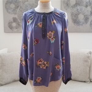 Rebecca Taylor Purple Floral Silk Blouse sz 10